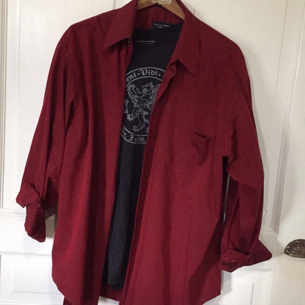 Crazy Horse, Blood Red, Men’s XL (34-35),Button up